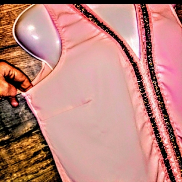 Metaphor Top Size S Pink Chiffon Beaded Slit Back - Picture 8 of 11